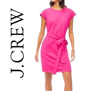 J. Crew Hot Pink Tie-Waist Shift Dress